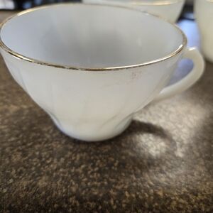 Fire King White Teacup with Gold Trim